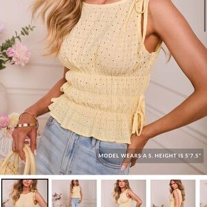 VICI Yellow Eyelet Sleeveless Top